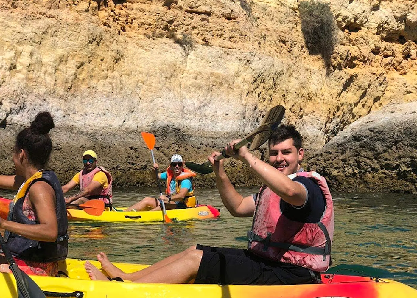 Kayakers preparing beside the coast